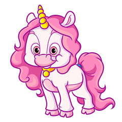 The cute unicorn standing and giving the big smile