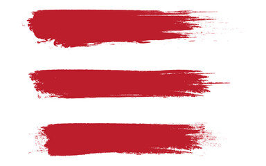 Red brush stroke set isolated on background. Collection of trendy brush stroke vector for red ink paint, grunge backdrop, dirt banner, watercolor design and dirty texture. Brush stroke vector	