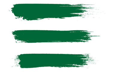 Green brush stroke set isolated on background. Collection of trendy brush stroke vector for green ink paint, grunge backdrop, dirt banner, watercolor design and dirty texture. Brush stroke vector	