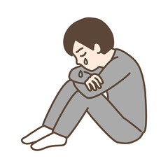 泣く　男性