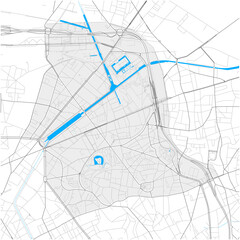19th Arrondissement, Paris, FRANCE high detail vector map