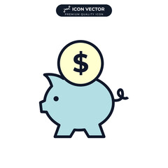 Piggy bank icon symbol template for graphic and web design collection logo vector illustration