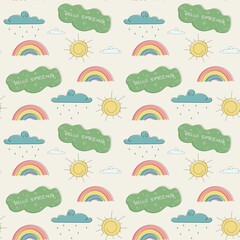 seamless pattern of spring weather