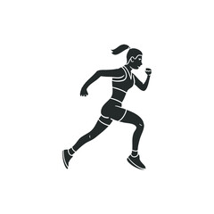 Runner Woman Icon Silhouette Illustration. Fitness Sport Trainung Vector Graphic Pictogram Symbol Clip Art. Doodle Sketch Black Sign.