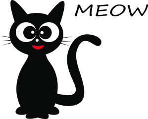 black and white cat vector illustration