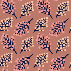 Vector seamless pattern with floral pattern. Boho colors, pastel colors. For printing on fabrics and clothes. For wall design. Poster for the interior, postcard, congratulation. in hand drawn style