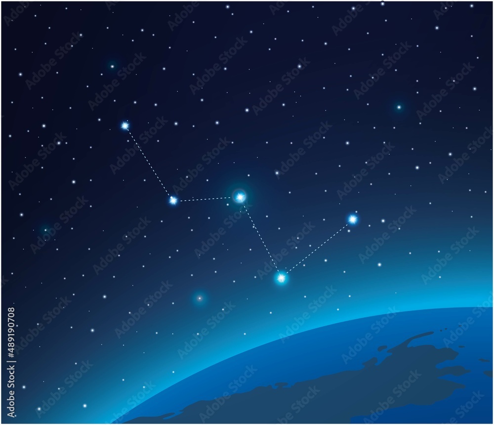 Wall mural constellation cassiopeia with planet in deep space