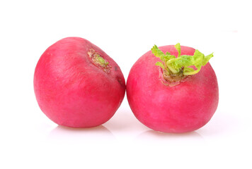 Red radish on white background