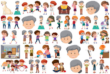 Set of different activities people in cartoon style