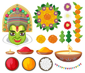 Indian god and offering elements