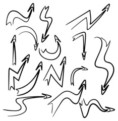 Set of arrows in different directions on white background