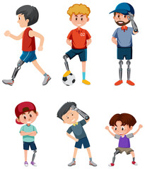 Set of man with robot hand