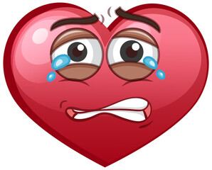 Crying heart emoticon on white background