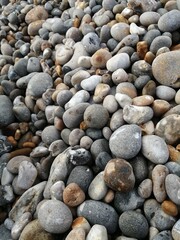 Pebbles, beach pebbles, grey stone, round stones, seaside