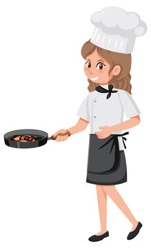 Professinal chef cartoon character on white background