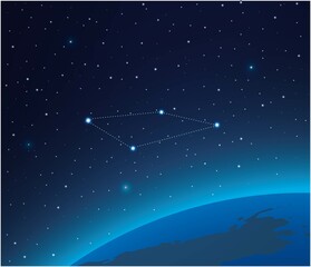 Obraz na płótnie Canvas Constellation Fornax with planet in deep space 