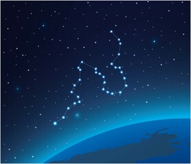 Fototapeta na wymiar Constellation Eridanus with planet in deep space 