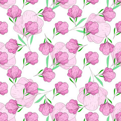 Seamless watercolor floral pattern. Hand-drawn illustration