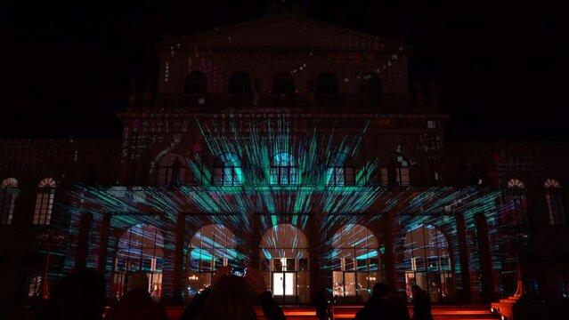 Space laser light show in front of Opera (Staatsoper Hanover)