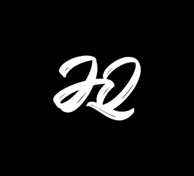 White Vector Letters Logo Brush Handlettering Calligraphy Style In Black Background Initial jq
