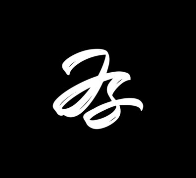 White Vector Letters Logo Brush Handlettering Calligraphy Style In Black Background Initial js