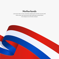 Happy Netherlands independence day with gradient flag illustration.  Holland independence day vector. Wave flag Netherlands vector illustration.