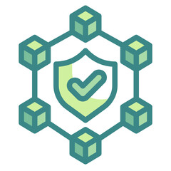 blockchain blue line icon