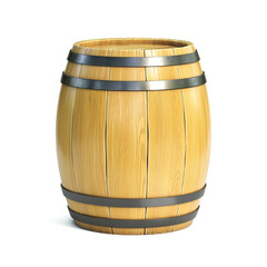 Wooden barrel isolated on white background 3d illustration