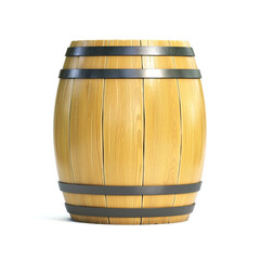 Wooden barrel front view isolated on white background 3d illustration