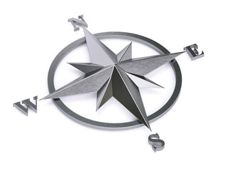 Silver compass symbol isolated on white background 3d rendering © koya979