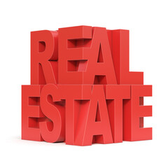 Real estate icon on white background 3d rendering