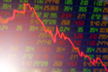 concept Stock exchange market business Downtrend line graph stock market  with selective focus effect.