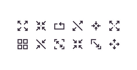 Scaling and sizing arrows flat vector illustration.
