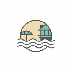 House on tropical logo concept design