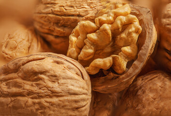 Walnuts Background. Fresh walnuts  as a wallpaper, poster