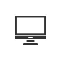 Personal computer in flat style. Desktop pc vector illustration on isolated background. Monitor display sign business concept.