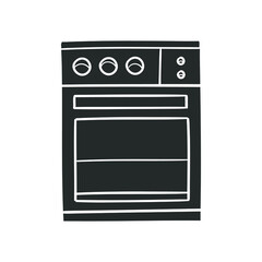 Oven Icon Silhouette Illustration. Kitchen Cooker Home Vector Graphic Pictogram Symbol Clip Art. Doodle Sketch Black Sign.