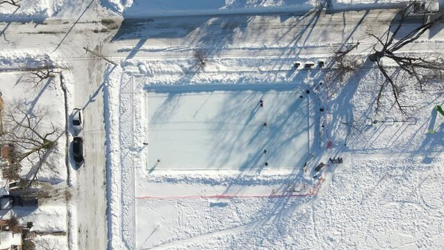 Dormant ice skaters at Partridge Park St Catharines Ontario aerial
