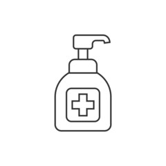 Hand sanitizer icon in flat style. Antiseptic bottle vector illustration on isolated background. Disinfect gel sign business concept.