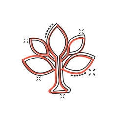 Leaf icon in comic style. Plant cartoon vector illustration on white isolated background. Flower splash effect sign business concept.