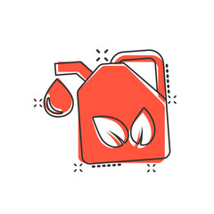Gasoline canister icon in comic style. Petrol can cartoon vector illustration on white isolated background. Fuel container splash effect sign business concept.
