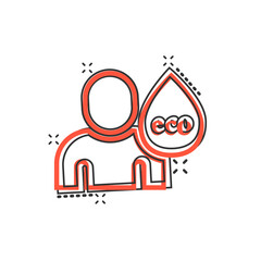 People healthy life icon in comic style. Water drop cartoon vector illustration on white isolated background. Organic ecosystem splash effect sign business concept.