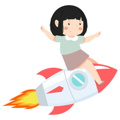 Happy girl  Riding a Rocket