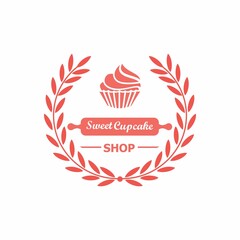 Cupcake bakery logo template illustration