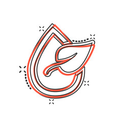 Natural drop water icon in comic style. Liquid cartoon vector illustration on white isolated background. Droplet splash effect business concept.