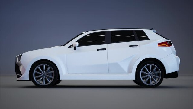 Rotation of generic modern SUV car. 3D rendering.