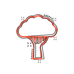 Tree icon in comic style. Forest cartoon vector illustration on white isolated background. Plant splash effect sign business concept.