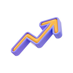 realistic glossy chart up icon 3d render for financial chart growth up line graph in stock market