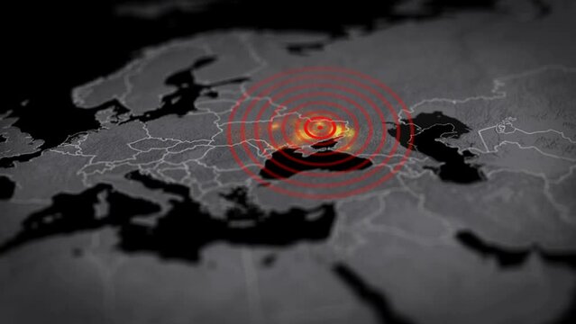 3D World map focused on est europe. Ukraine and russian war concept.