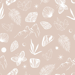 Abstract seamless pattern with hand drawn textures. Nature background.